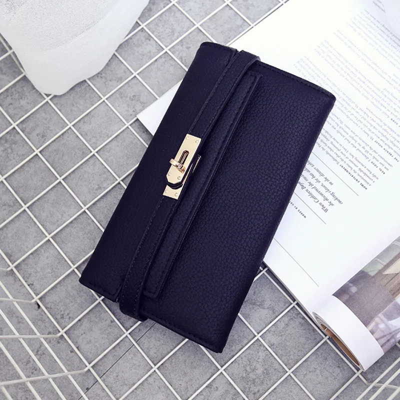 Luxury Brand Woman Wallet Female Long Clutch Bag Designer Leather Wallet High Quality Card Hold Lady Money Bag with Orange Purse