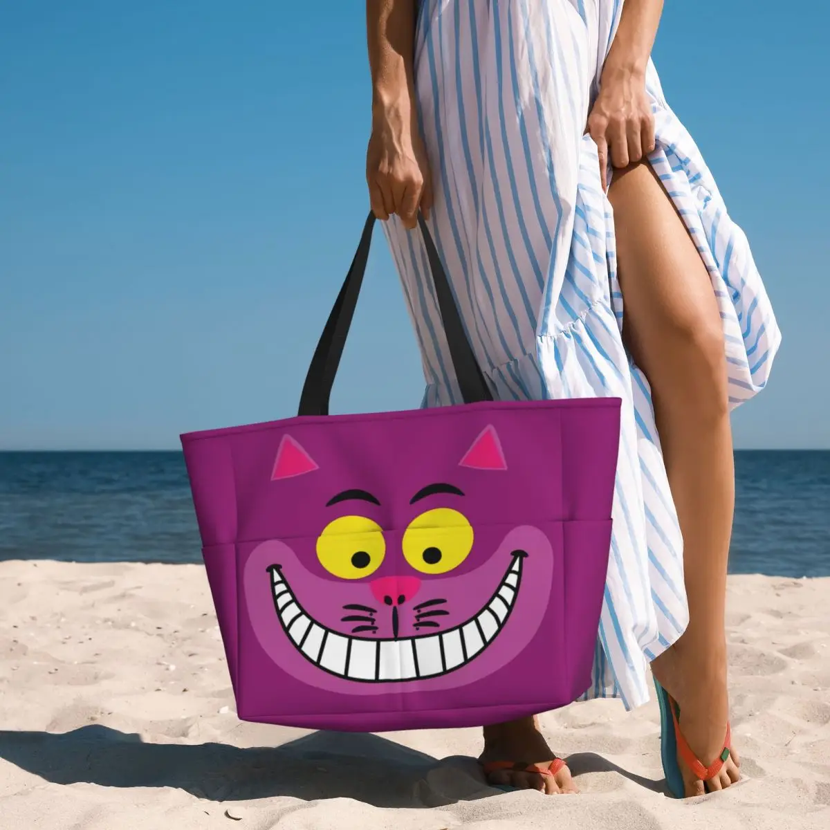 Personalizzato Alice nel paese delle meraviglie Cheshire Cat Travel Tote Bag donna borse per la spesa a tracolla di grande capacità