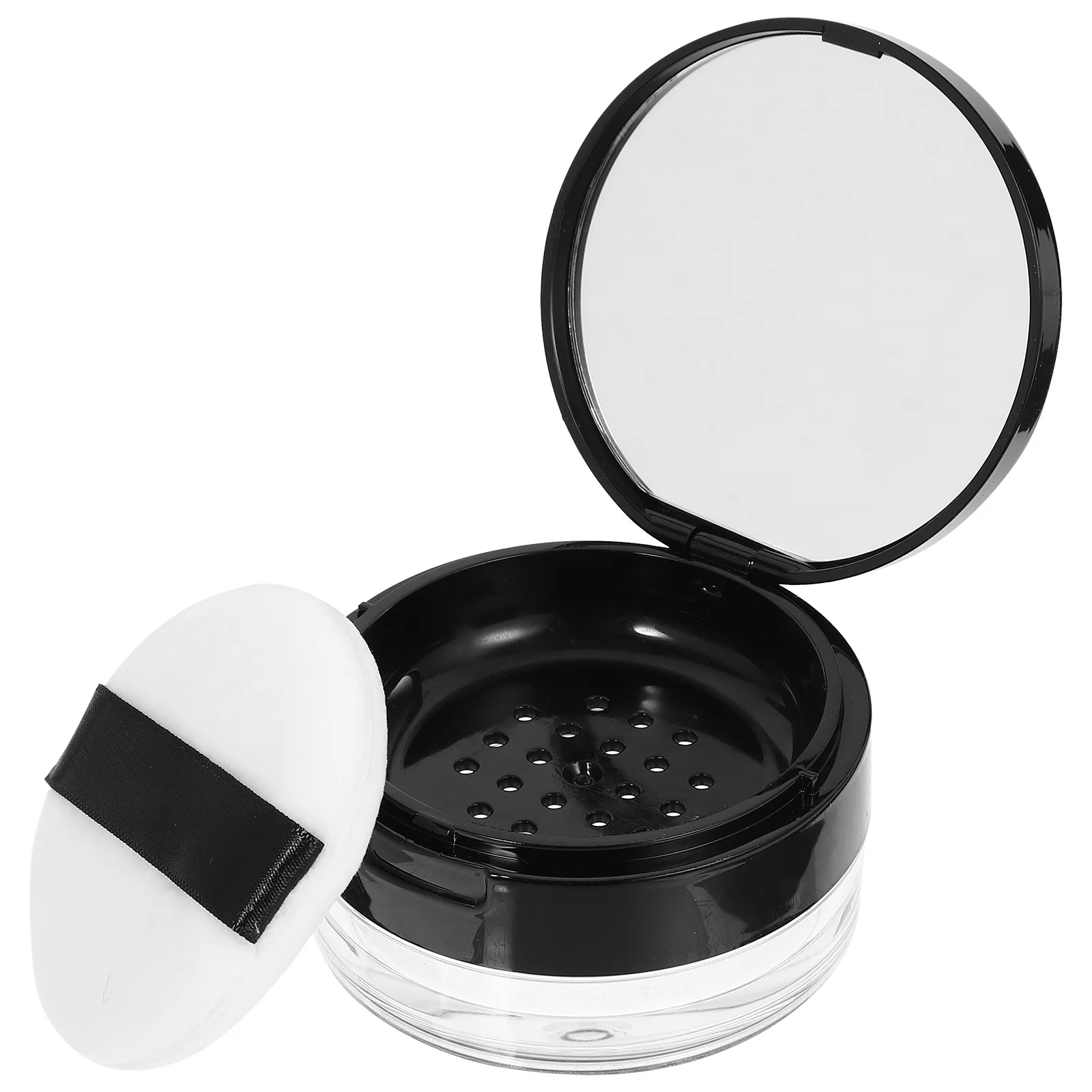 

Loose Powder Box Portable Plastic Refillable Case with Mirror Powder Puff for Travel Makeup Refillable Box