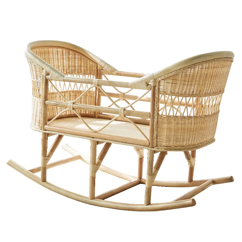 Small Apartment Crib Heightened Newborn Baby Bb Cradle Children's Bed Care Enclosure Nordic Rattan Crib Enclosure