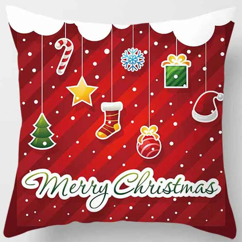 Christmas  red reindeer  Snowman Santa Claus Pillow Cases Short Plush High Quality Thick Two Sides Printed Pattern Pillow Covers