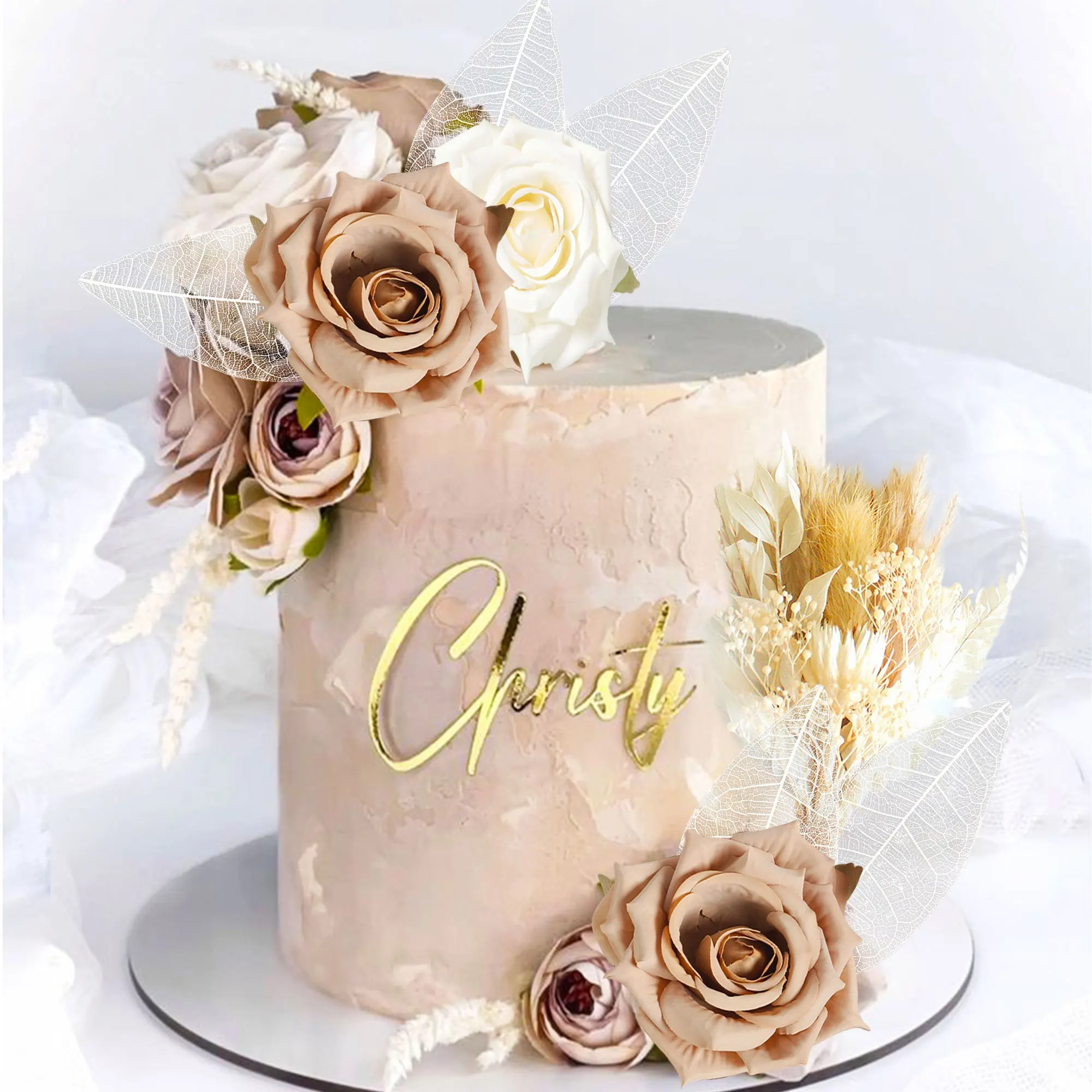 LaVenty Boho Rose Kuchen Topper Kuchen Blumen Dekorationen Blumen Kuchen Topper Blumen Kuchen Topper für Hochzeit Baby Dusche Geburtstag – Detail 5