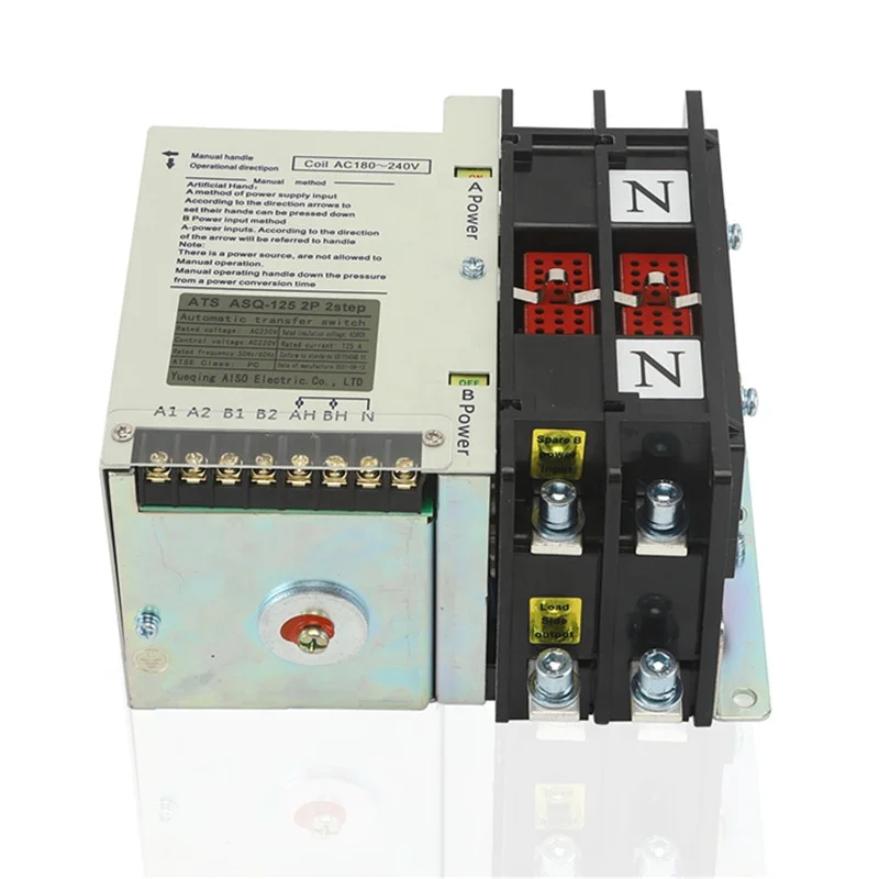125A 3 Phase Automatic Transfer Switch 4P Dual Power Changeover Switch for Generator and Solar Power System