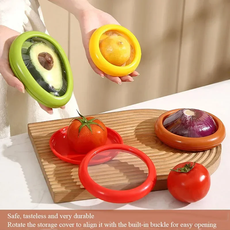 Lemon Tomato Avocado Preservation Seal Cover Fruit Vegetable Airtight Fresh Storage Box Transparent Reusable Kitchen Tools