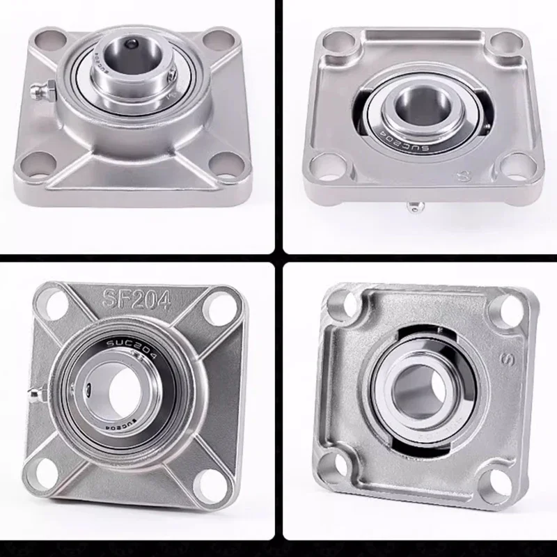 1pcs Stainless Steel Square Flange Mounted Bearing SUCF204-210 Series for Conveyor & Agricultural Machinery