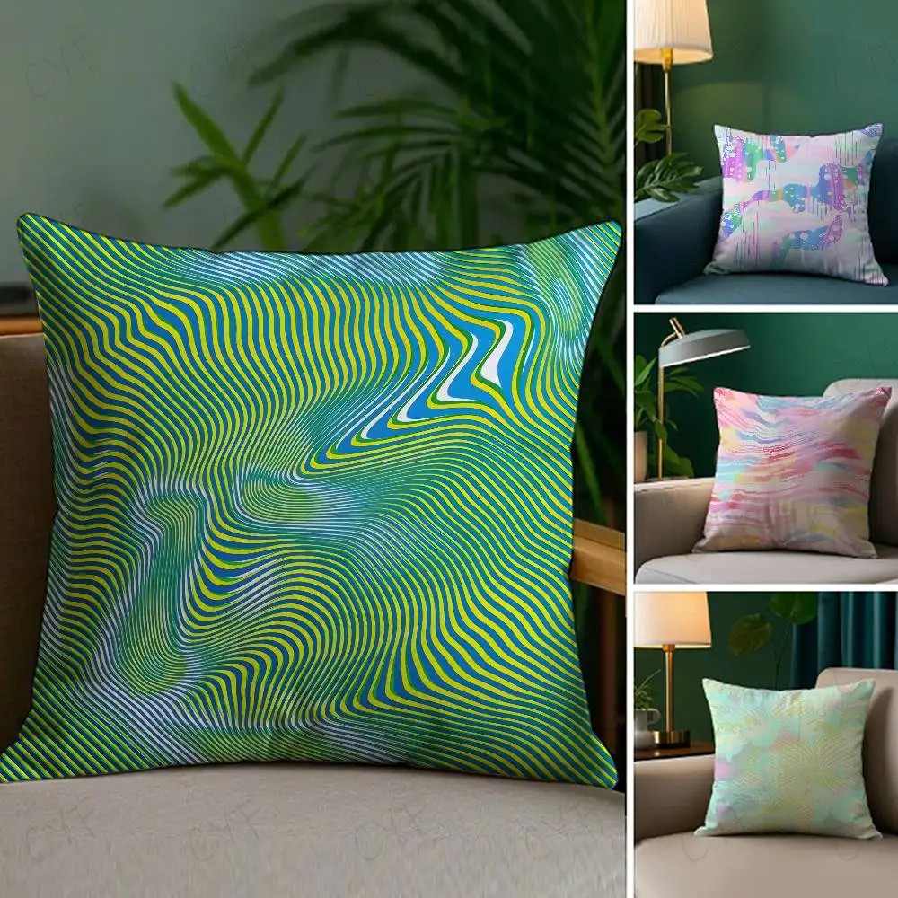 

Psychedelic Texture Pillow Case Custom Printed Brushed Fleece Pillow, Baby Skin-Touch, Eco-Friendly Dye-Sublimation Cushion for