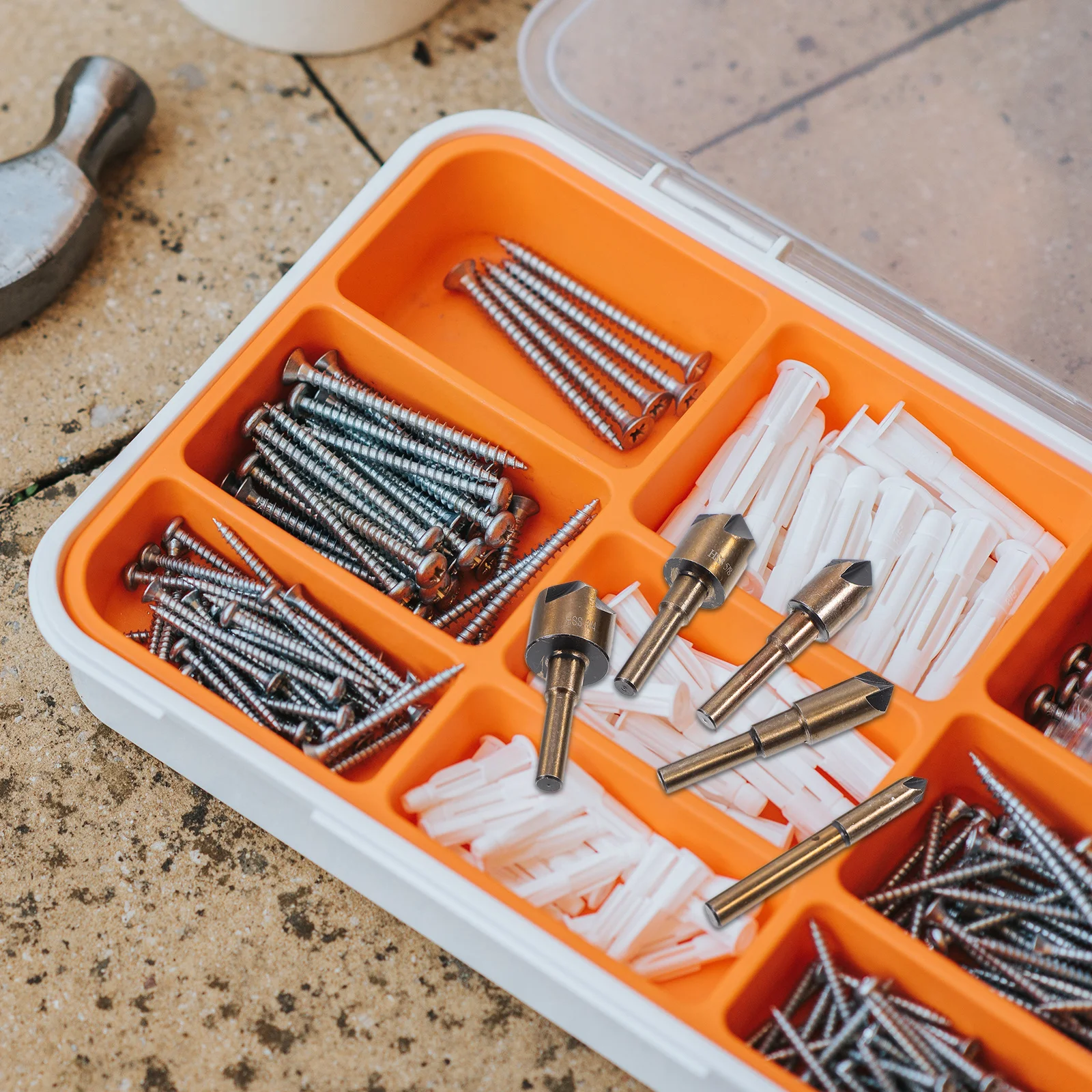 

5pcs Center Punch Tool Countersink Drill Bits Wood Plastic Board Chamfering Deburring Tapered Hss Metal Bits British System Cone