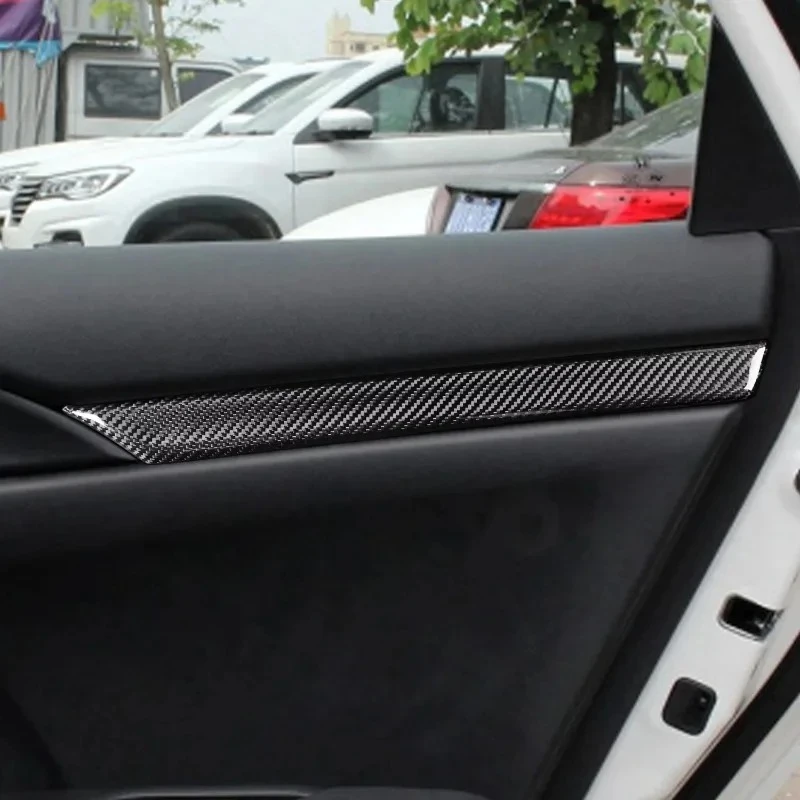 

10-го поколения для Honda Civic, внутренняя накладка, комплект аксессуаров для модификации задней дверной панели из сухого углеродного волокна