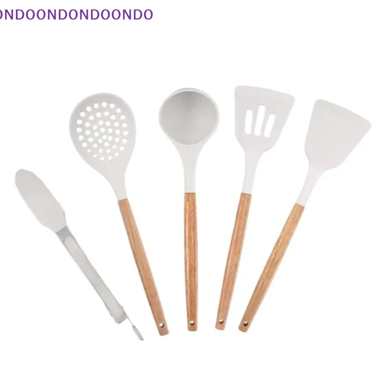 Silicone Kitchen Cookware Utensils Wooden Handle High Temperature Resistant Non Stick Pan Cooking Spatula Food Grade