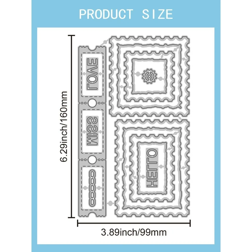 Plantilla en relieve DIY con tema de sello, formas mixtas, tarjeta decorativa en relieve, troqueles de corte, plantillas de Metal para bricolaje, 1 Uds.