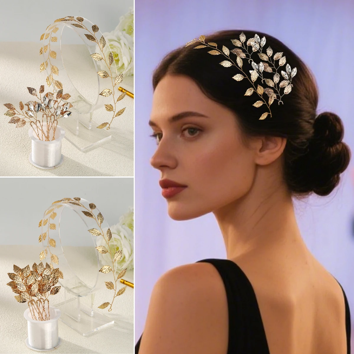 

Элегантные ленты для волос в Европе и Америке с сусальным золотом, заколки для волос со сверкающими кристаллами, ювелирные изделия, аксессуары для волос в качестве подарков