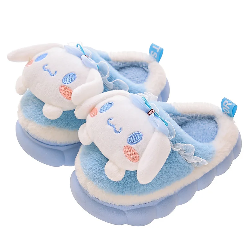 Sweet Family Winter Warm Slippers Cute Kawaii Sandals Kuromi My Melody Hello Kitty Soft Sole Shoes