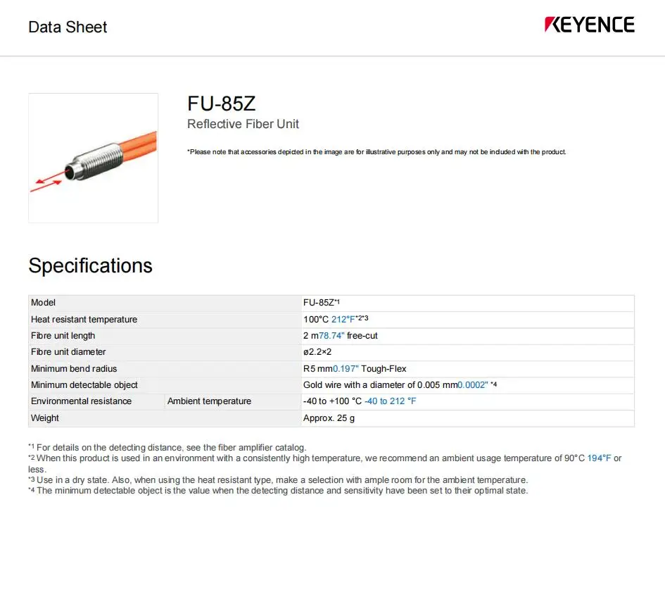 FU-85Z KEYENCE M6 High temperature resistant Diffuse reflection fiber optic sensor,welcome to inquire