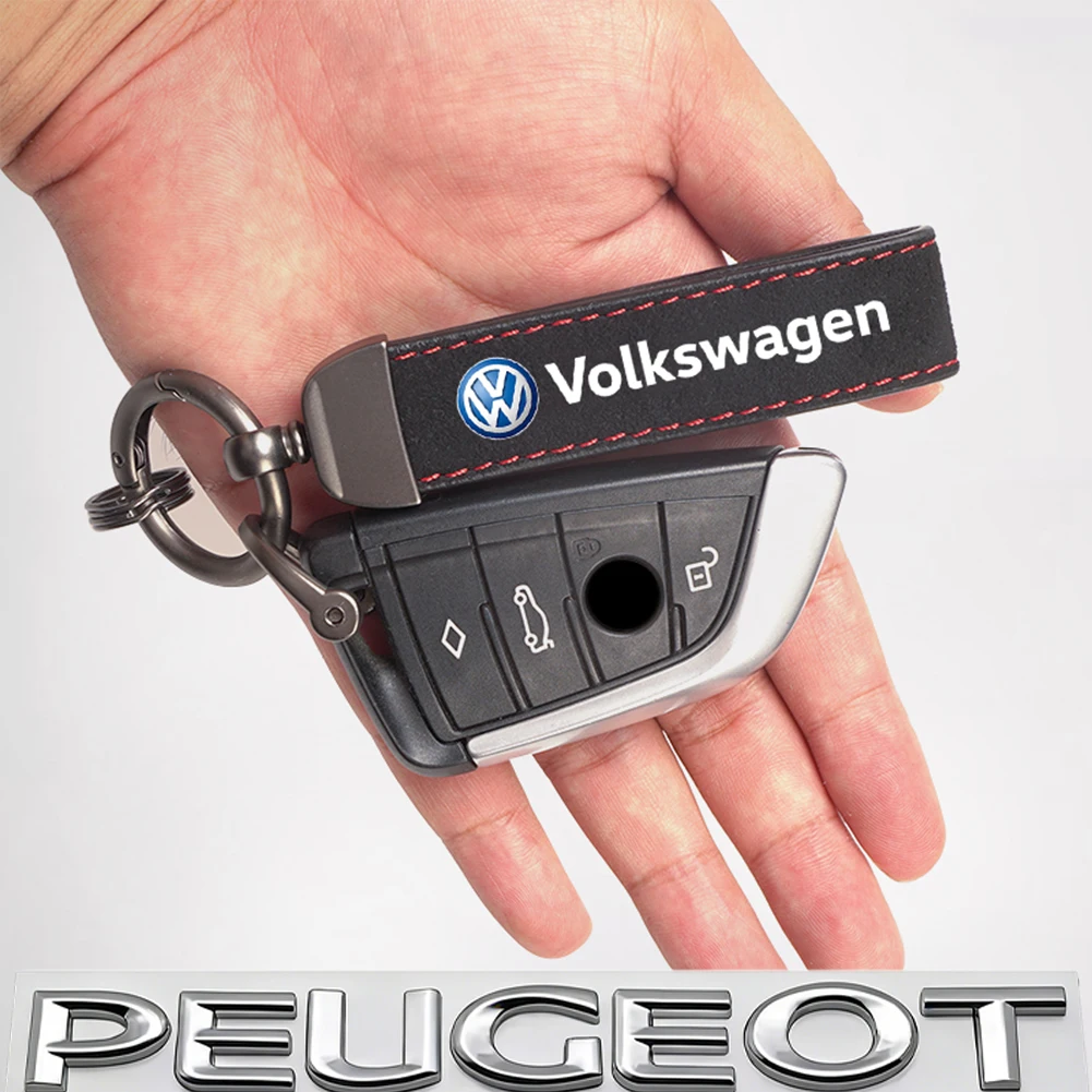 Car Key Chain Suede Keyring Auto Interiors Accessories For VW Golf T‑Roc Tiguan Polo Passat T‑Cross Taigo ID.4 ID.7 Atlas MK7 view 5