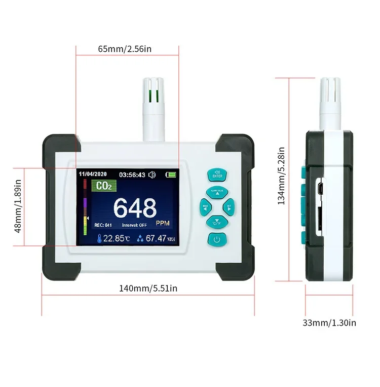 Carbon dioxide concentration detector CO2 air quality detector home office