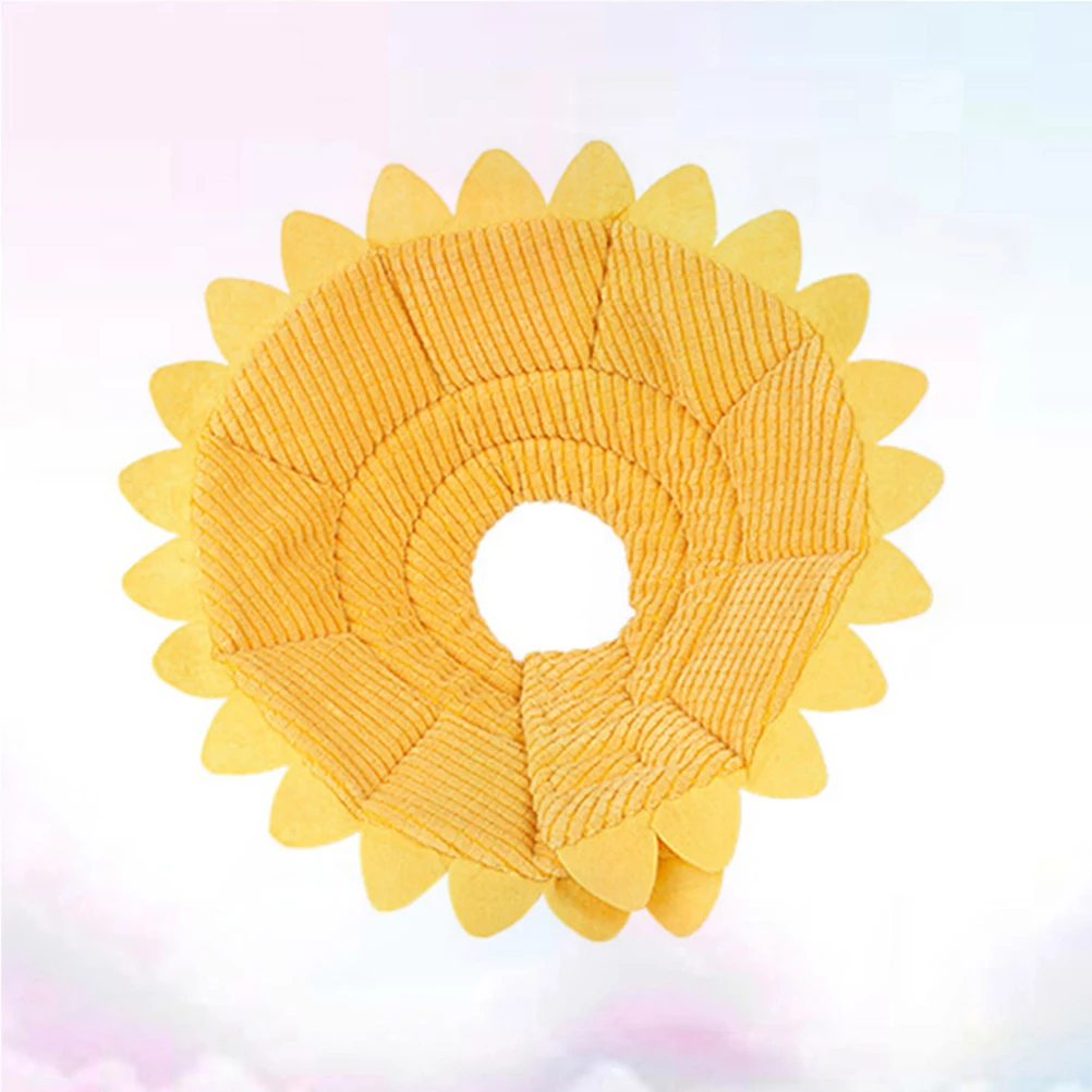 

Sunflower Pet Collar Yellow Fiber Lightweight Durable Dog Cats Elizabethan Cone Anti Scratch Adjustable Neck Circular Necklace