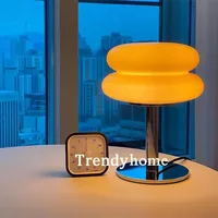 Glass Stained Desk Lamp Children's Bedroom Bedside Study Atmosphere Lamp Home Decoration Egg Tart Table Lamp Light Drop Shipping
