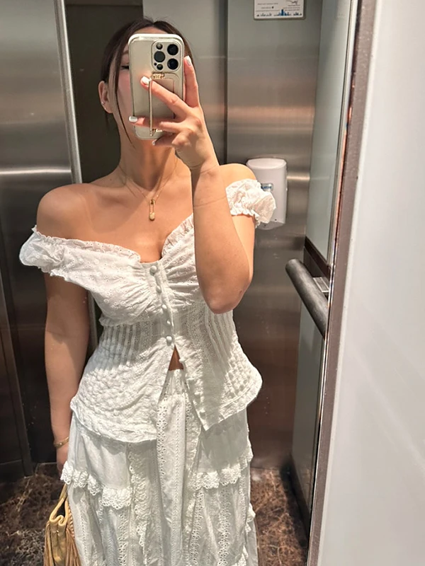 Conjunto de Saia de Crimento Médio com Decote em V e Detalhes em Renda Estilo Coreano para Mulheres Moda Casual para Joven...