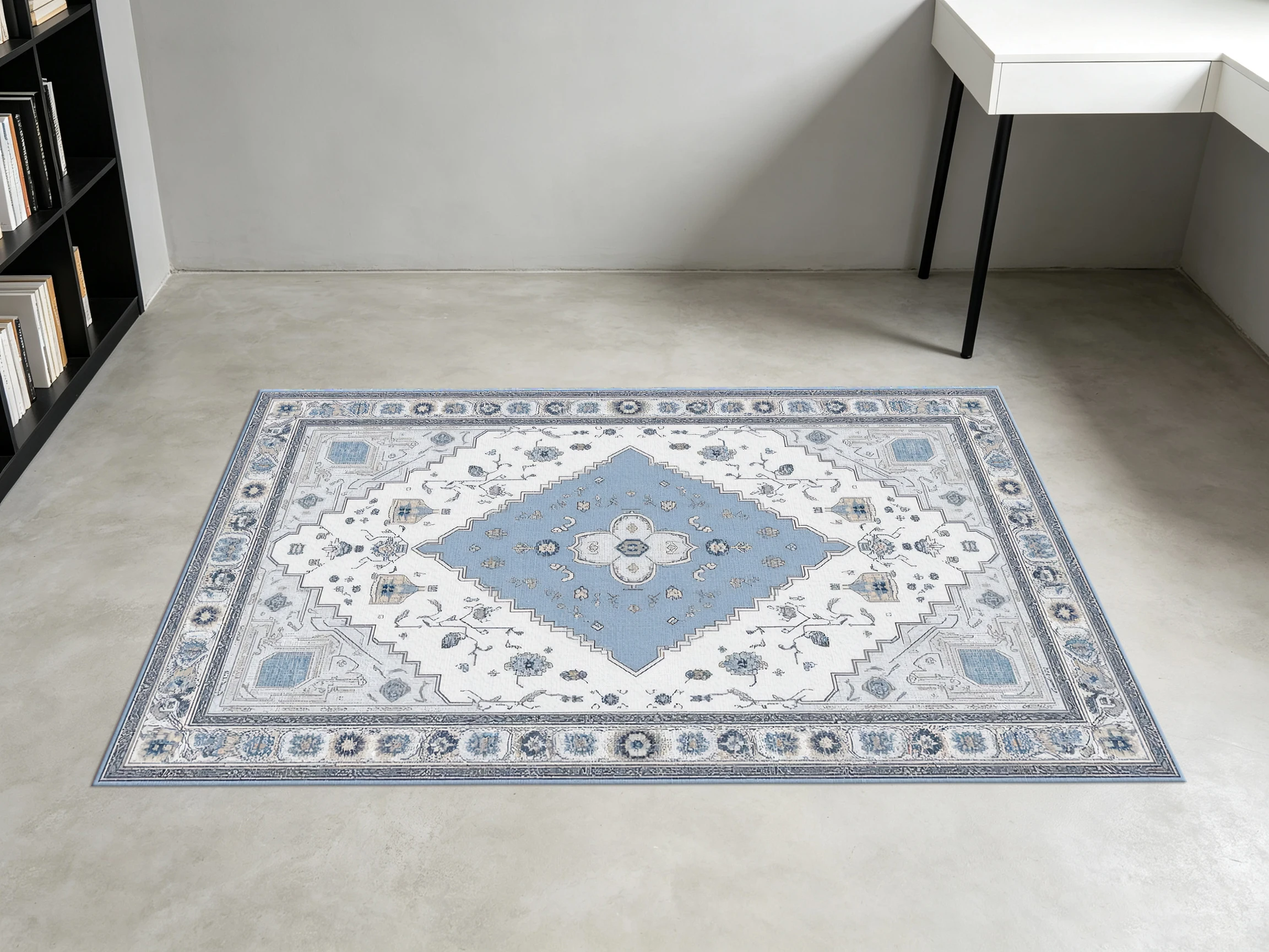 European Retro Diamond Pattern 2D Velvet Rug, Light Beige-Gray, Luxurious Style, Soft to the Touch, for Living Room &