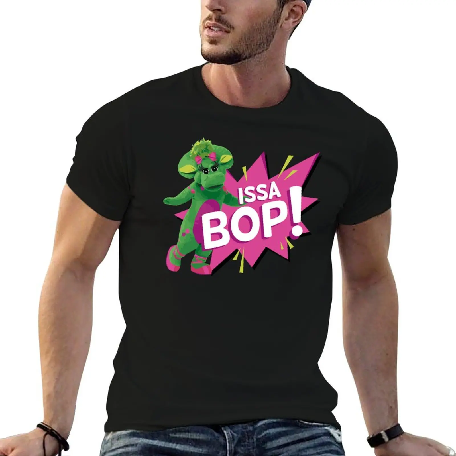 Camiseta BABY BOP - ISSA BOP, camiseta de algodón negra lisa para hombre, camiseta de lujo para hombre, camiseta de algodón