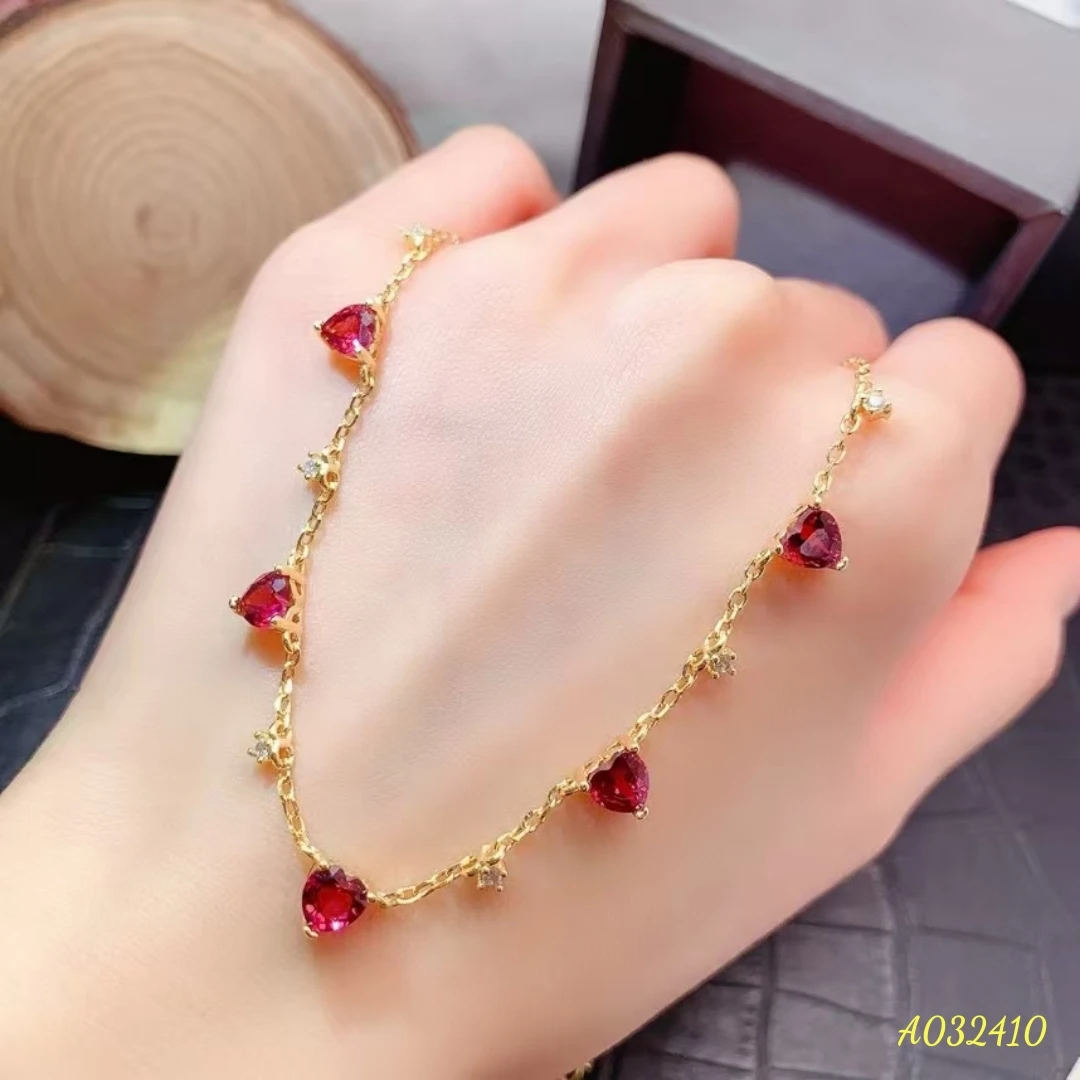 Fine Jewelry Natural Magnesium Aluminum Garnet Rose Purple Women's Necklace S925 Pure Silver Exquisite Inlaid Gem Support Test