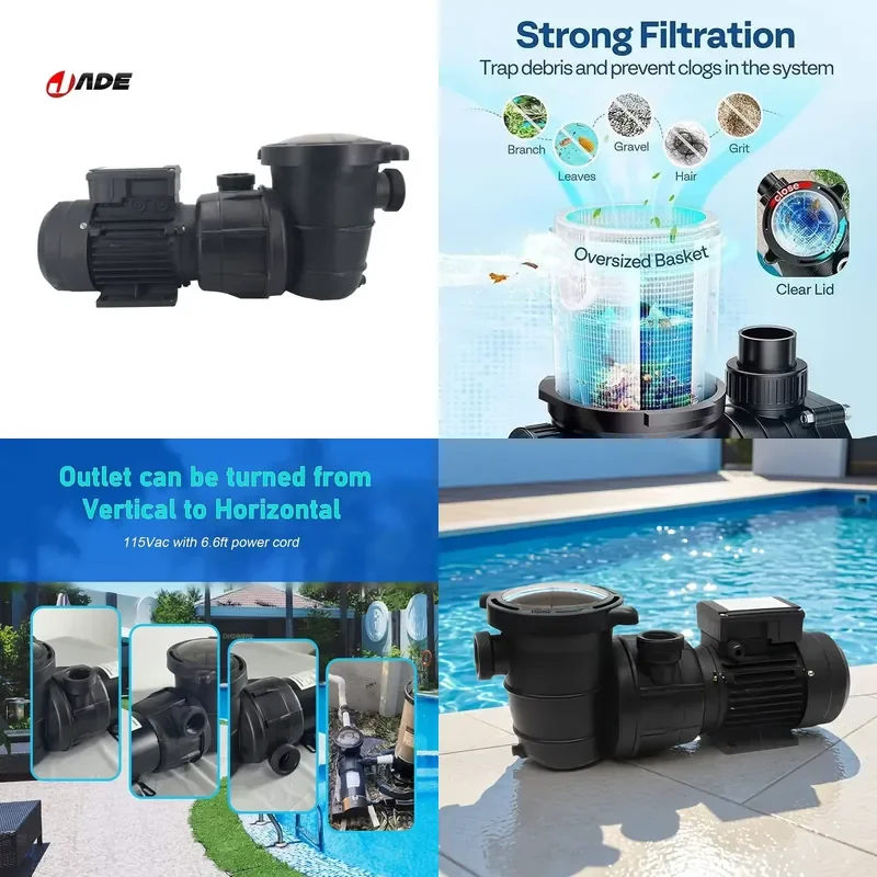 STROVAN J07508 0.75kW Heavy Duty Above Ground Pool Pump 220V 50Hz CE Certified Ultra Quiet IP54 Rotatable for Pool Spa