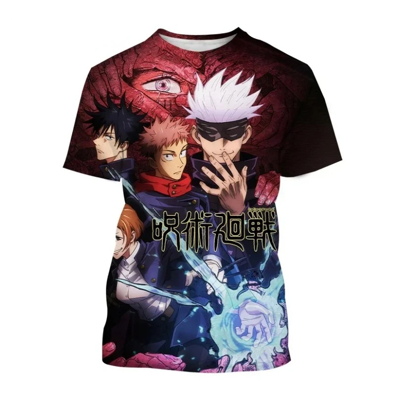 Summer New Anime Jujutsu Kaisen 3D Print T Shirt for Men and Women Fashion Casual Oversized T-shirt Harajuku Street Tops Tees