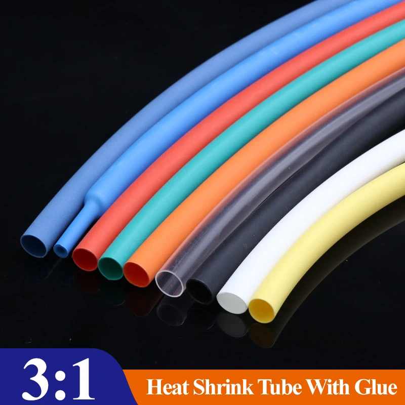 

1/5m 3:1 With Glue Heat Shrink Tube Double Wall Tube 1.6/2.4/3.2/4.8/6.4/7.9/9.5/12.7/15.4/19.1/25.4/30/39mm DIY Cable Protector