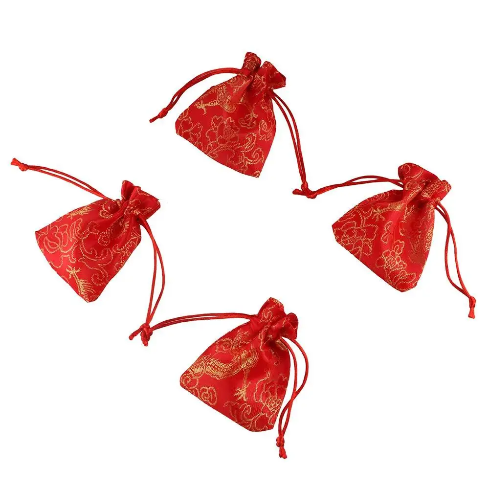 Dragon Embroidery Flower Drawstring Bag Storage Bag Chinese Style Small Coin Purse Wallet Animal Hanfu Wrist Bag