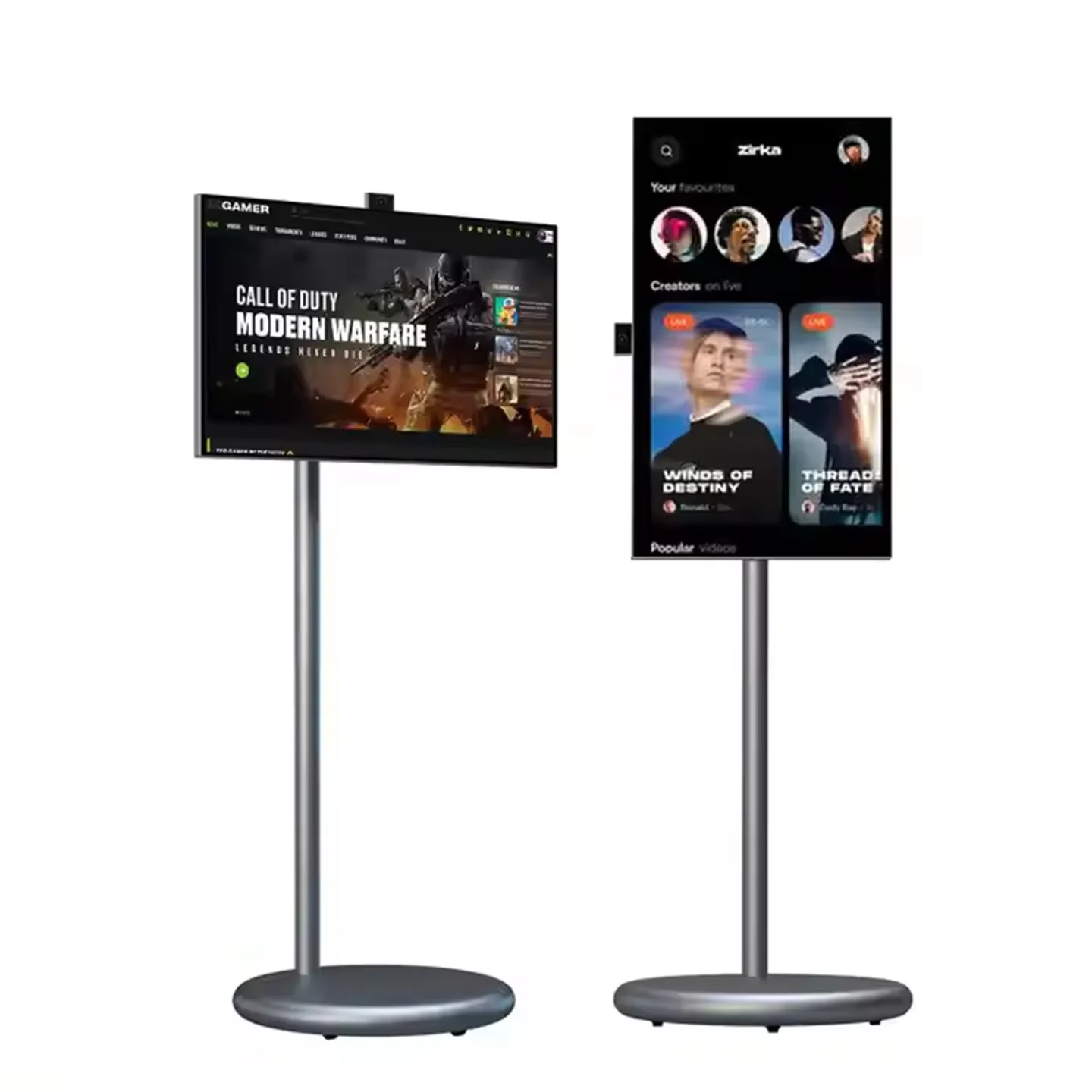 27 Inch Android 13 Hidden FHD camera Tablet with Wheeled Stand Rotatable Touch Screen TV 1080P 100WH Large Battery Smart Display