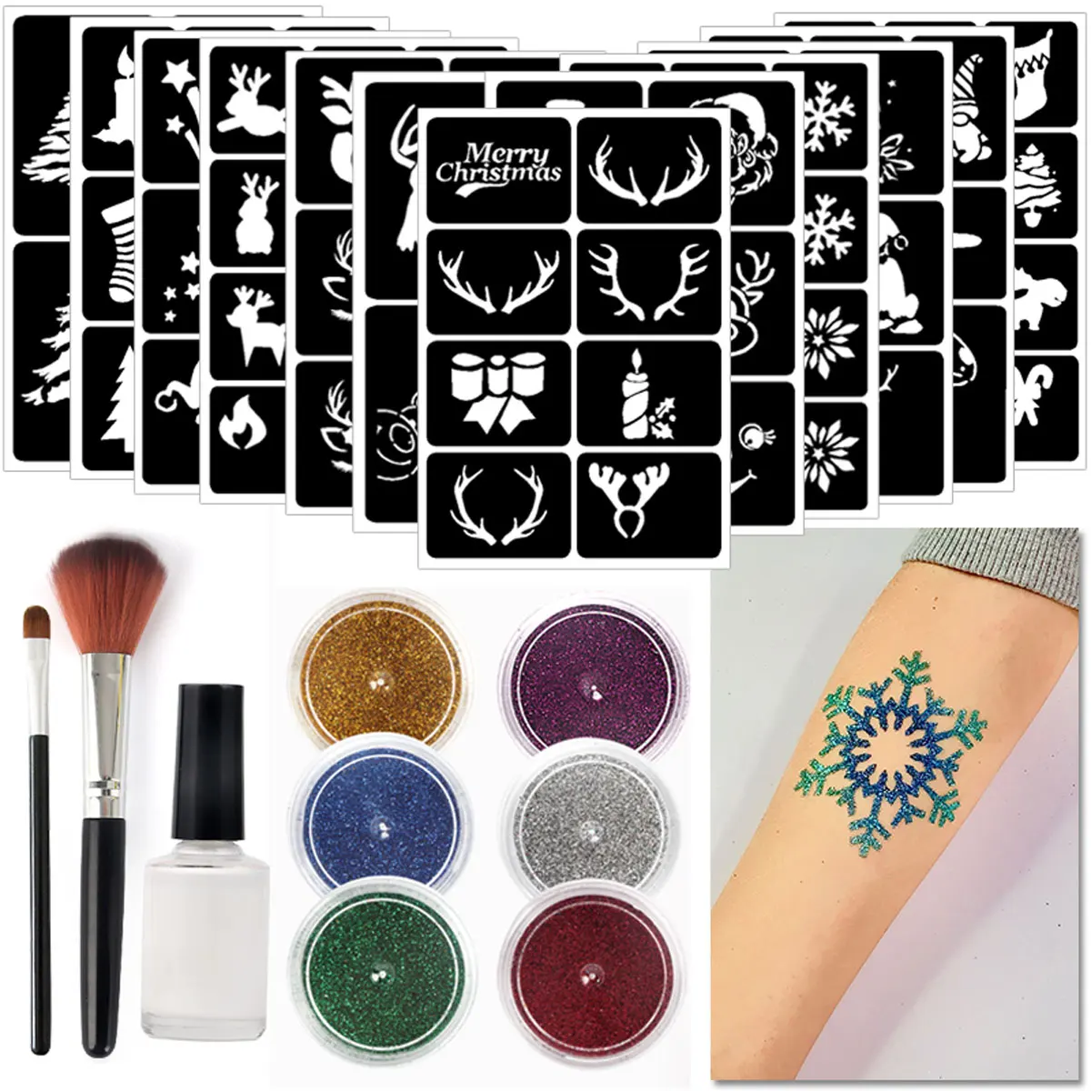 

Sparkling Glitter Tattoos, Ultra-Fine Shimmer in Coral & Colors for Resin Art, Stencil Designs, Body Makeup Kit DIY Crafts