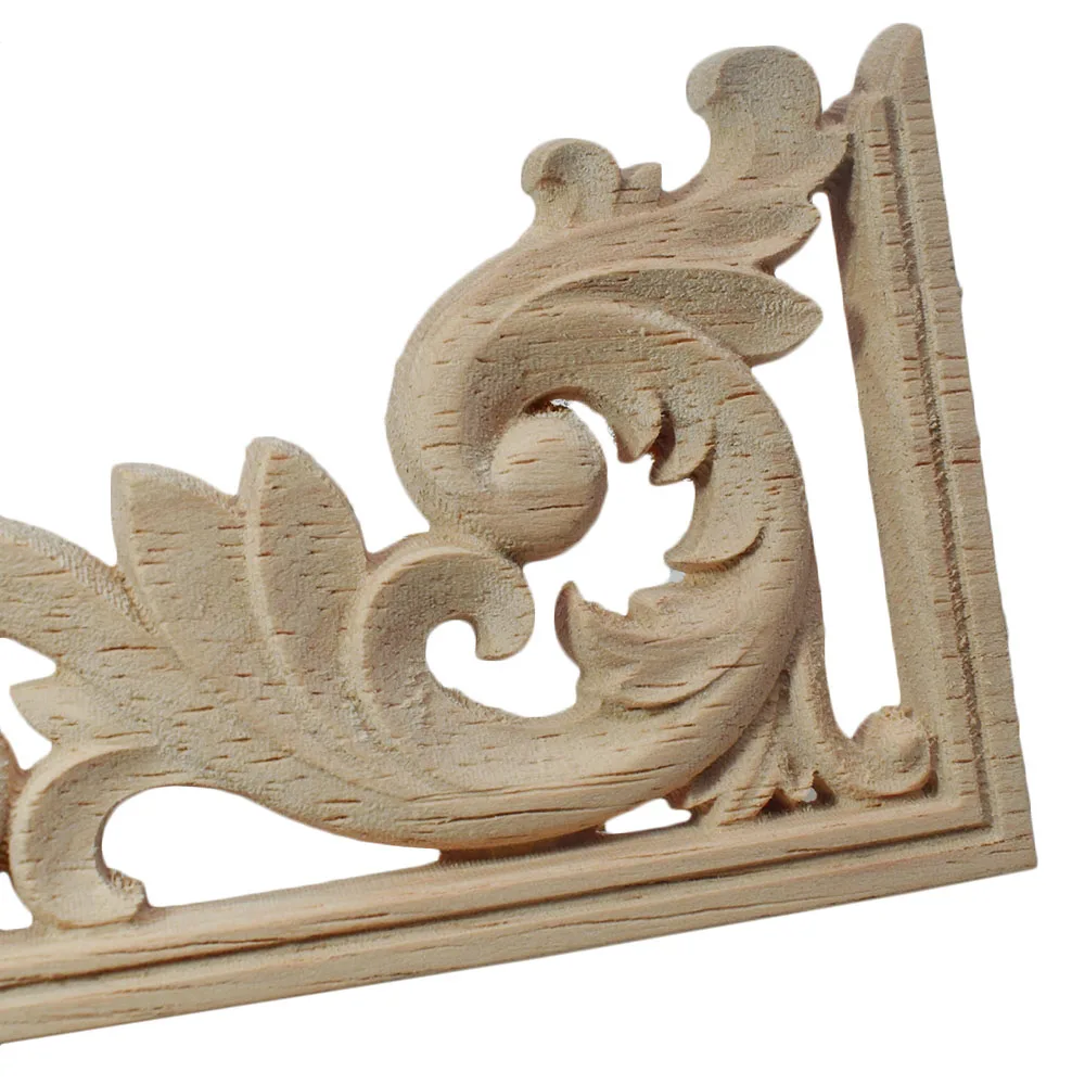 4 pezzi scultura in legno decalcomania angolo Applique cornice porta decorare porte a muro mobili figurine Decorative miniature in legno 13/19cm