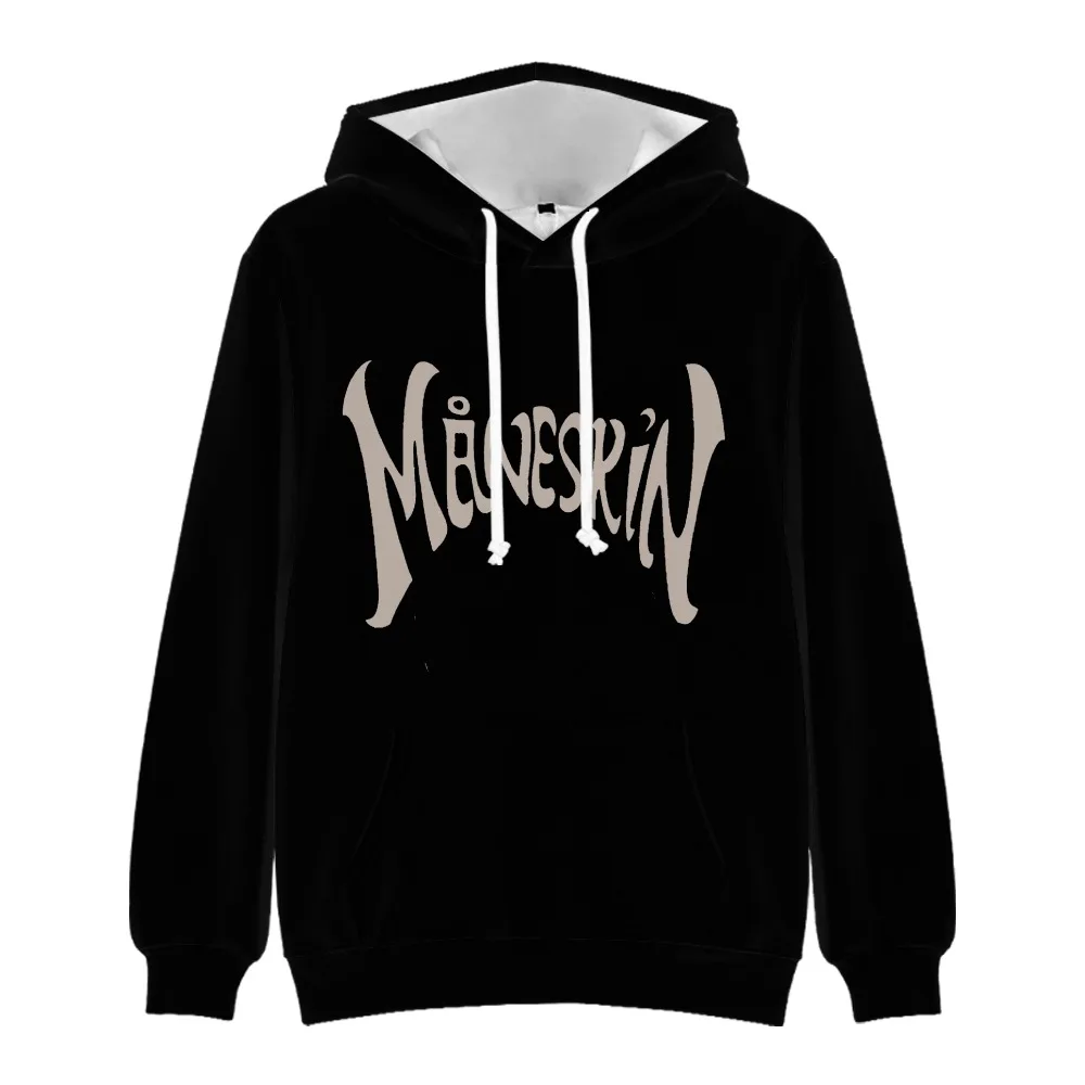 Maneskin zitti E buoni เสื้อสเวตเชิ้ต3D เสื้อมีหมวกสีดำผู้ชาย/ผู้หญิงเสื้อมีฮู้ดลำลอง