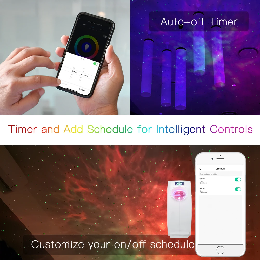 WiFi Tuya Smart Star Projector Galaxy Laser Starry Sky Projector Waving Night Light Colorful APP Wireless Control Alexa Google