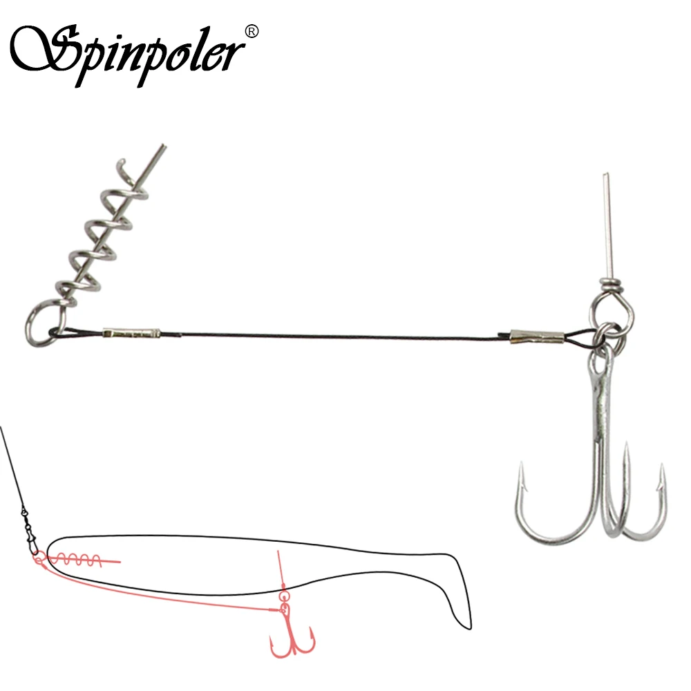 Spinpoler Stinger Wire Trace Leader mit Schraube Drillinge für Soft Bait Shad Barsch Forelle Gummi Angelhaken Predator Tackle 3 Stück
