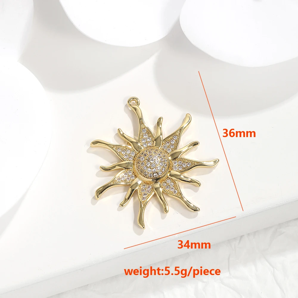 BenS Brass cubic zirconia Sun flower Charms Pendants women DIY Jewelry making findings supplies Jewelry pendant wholesale P05