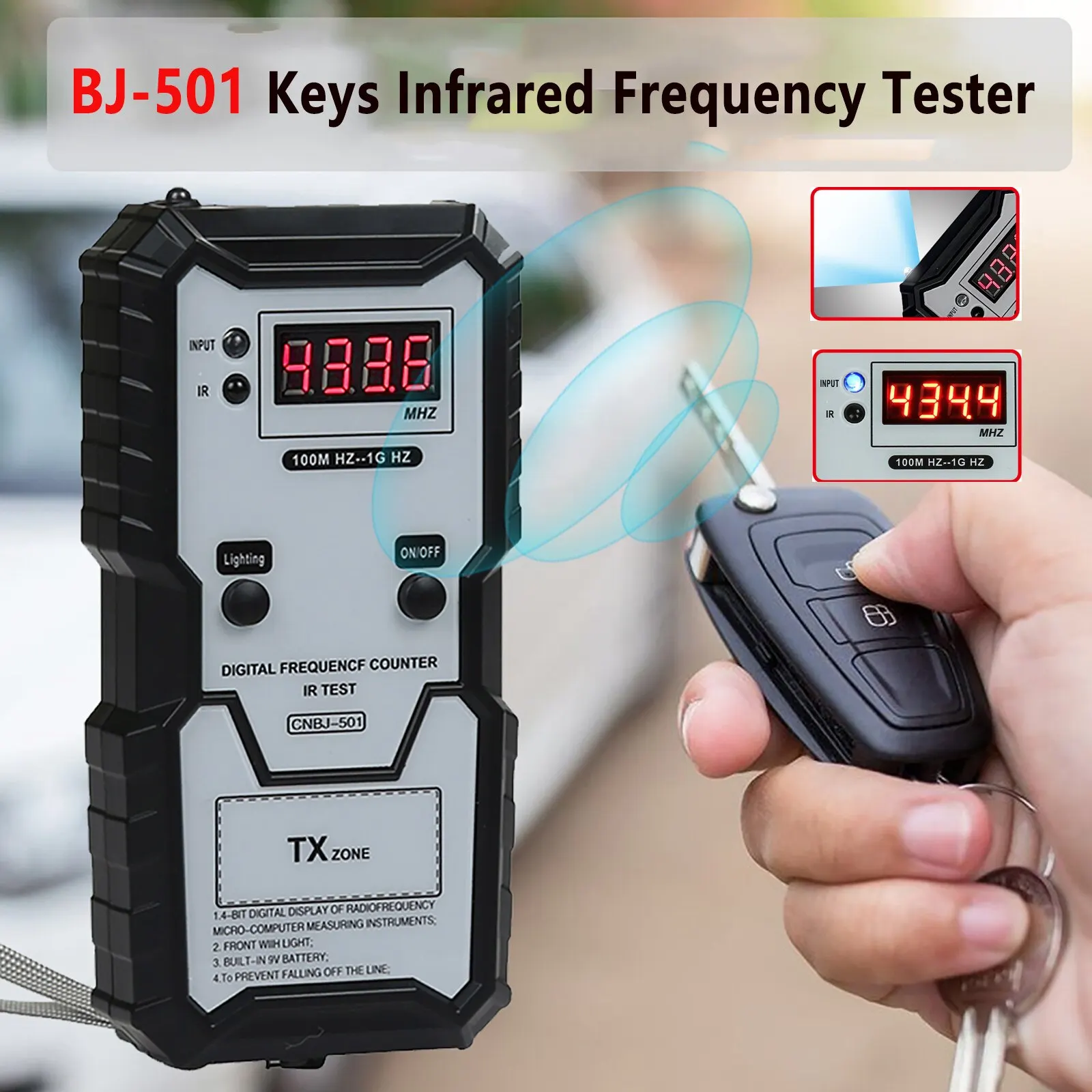 Car Keys Infrared Frequency Tester 100M-1GHZ Digital Electronic Infrared Frequence Counter Test Instrument with Illumination