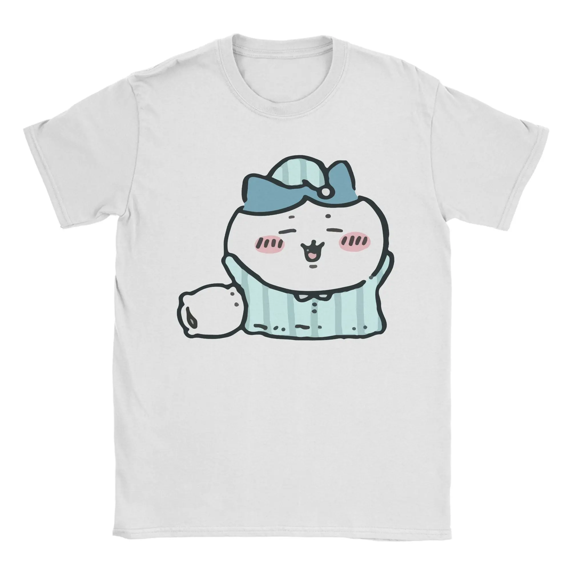 Cartoon Cute Chiikawas Men T Shirt Hachiware Usagi Vintage Tees Short Sleeve Round Neck T-Shirt Cotton Summer Clothing