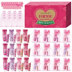 96 pieces hand cream and lip balm gift set - includes pink gift bag and bow card, suitable for wedding, holiday gift distributio