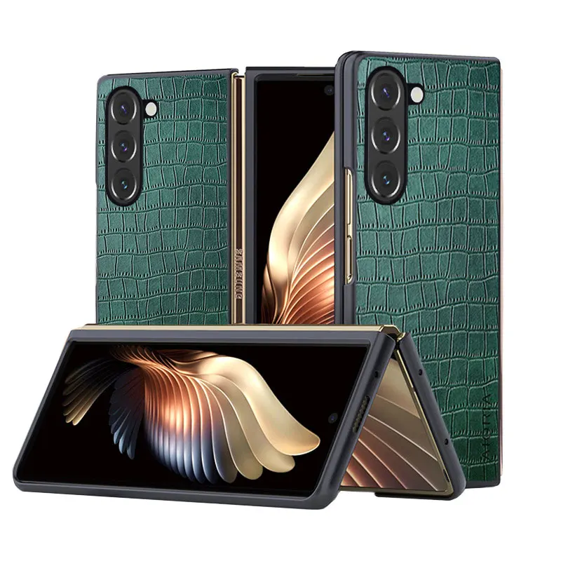 Luxury Crocodile Leather Case For Samsung Galaxy Z Fold 6 5 4 Fold 3 5G Protective Cover for samsung galaxy z fold 6 case image 4