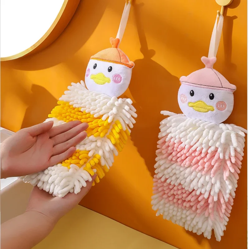 Wipe Hand Towel Super Absorbent Fast Drying Chenille Cute Duck Cleaning Cloth Kitchen Bathroom Supplies