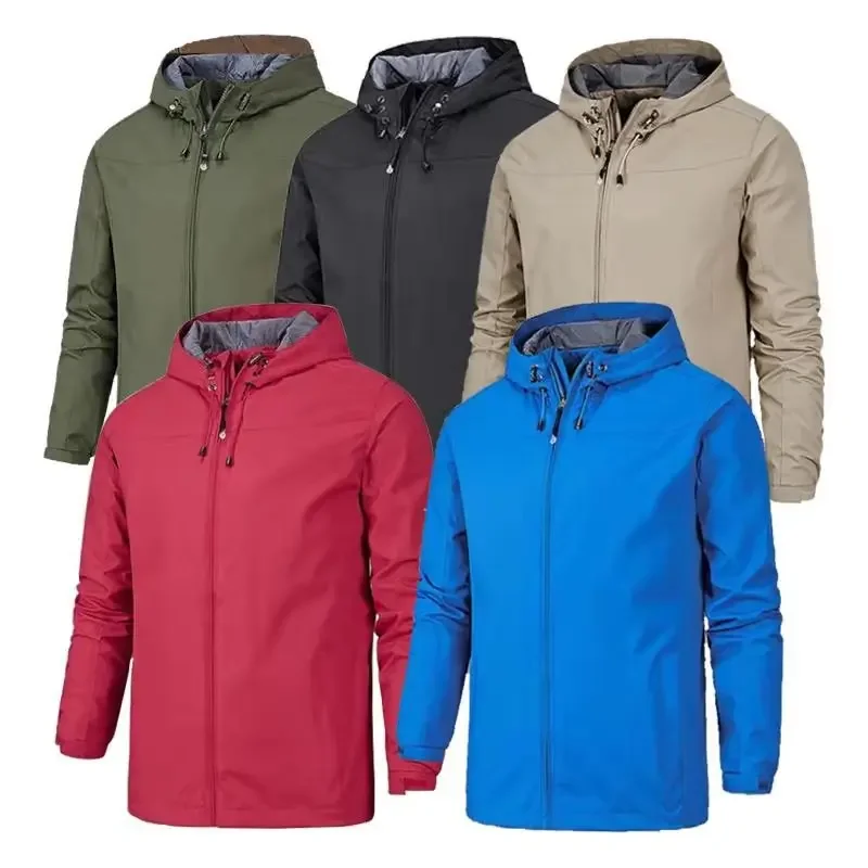 

2024 New Spring and Autumn Men's Solid Color Jacket Windproof and Waterproof Four Seasons Mountaineering Clothing Single Layer