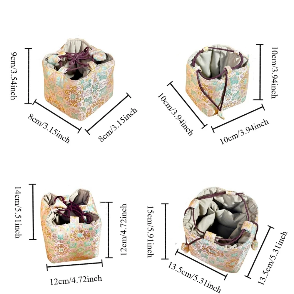 Chinese Style Tea Set Organizer Bag Tea Ceremony Accessories Breakage-proof Teacup Drawstring Cloth Pouch Multifunctional