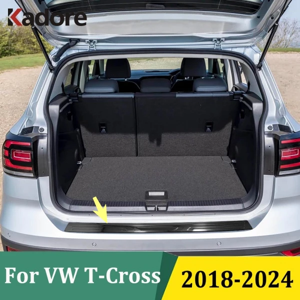 

For Volkswagen T-Cross Tcross 2019-2023 2024 Stainless Steel Outer Rear Bumper Pad Protector Trim Tail Trunk Scuff Plate Cover