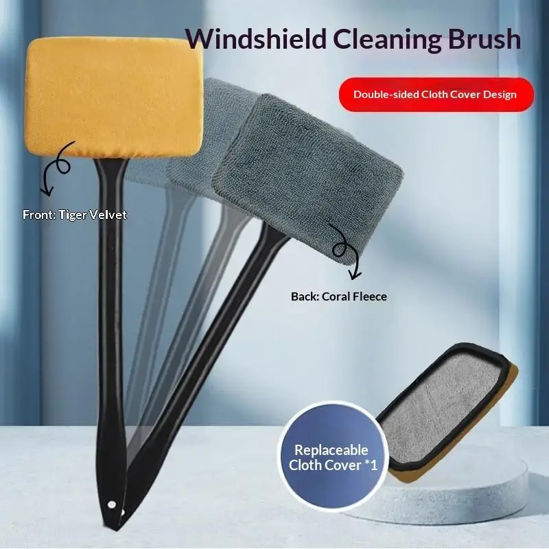 Car Window Cleaner Brush Kit Windshield Cleaning Wash Tool Inside Interior Auto Glass Wiper With Long Handle Car Accessories