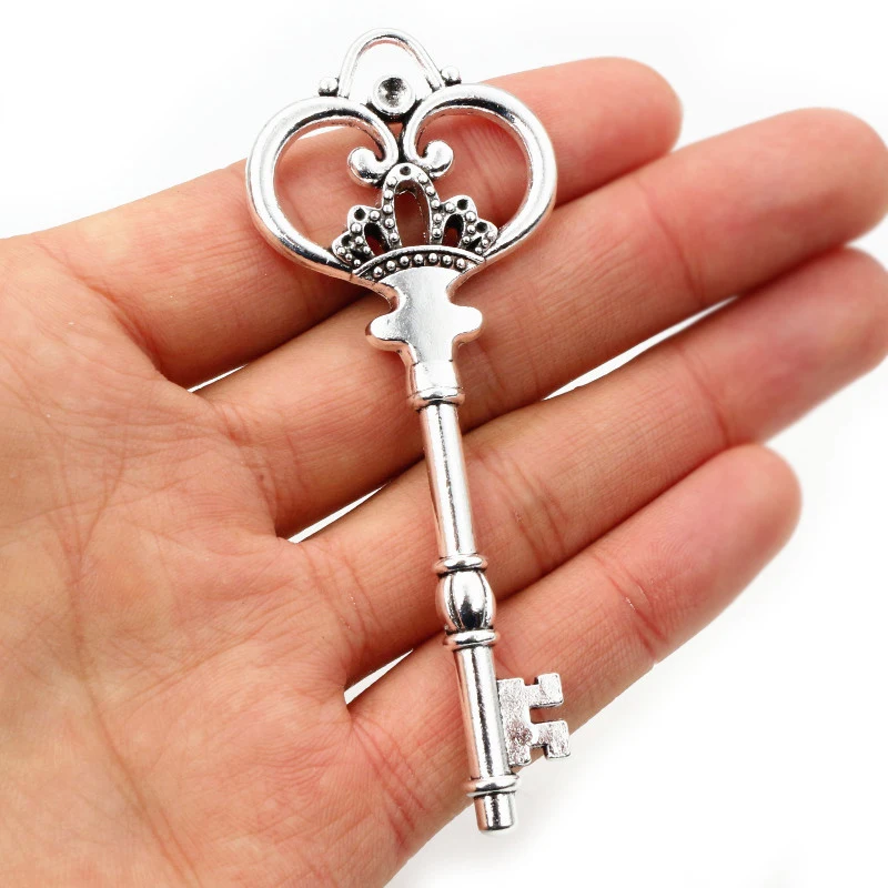 84x33mm 1pcs Antique Bronze Silver Plated Key Handmade Charms Pendant:DIY for bracelet necklace