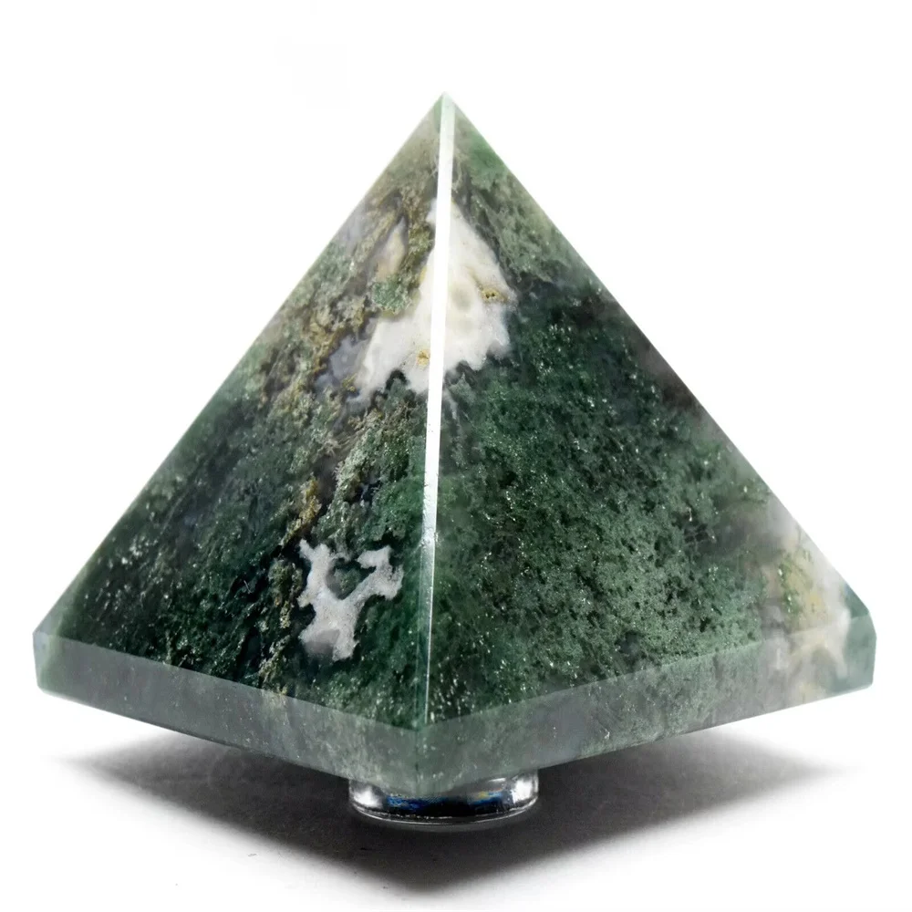 High Quality Natural Moss Agate Pyramid for Powerful Healing and Balancing Chakras for Feng Shui