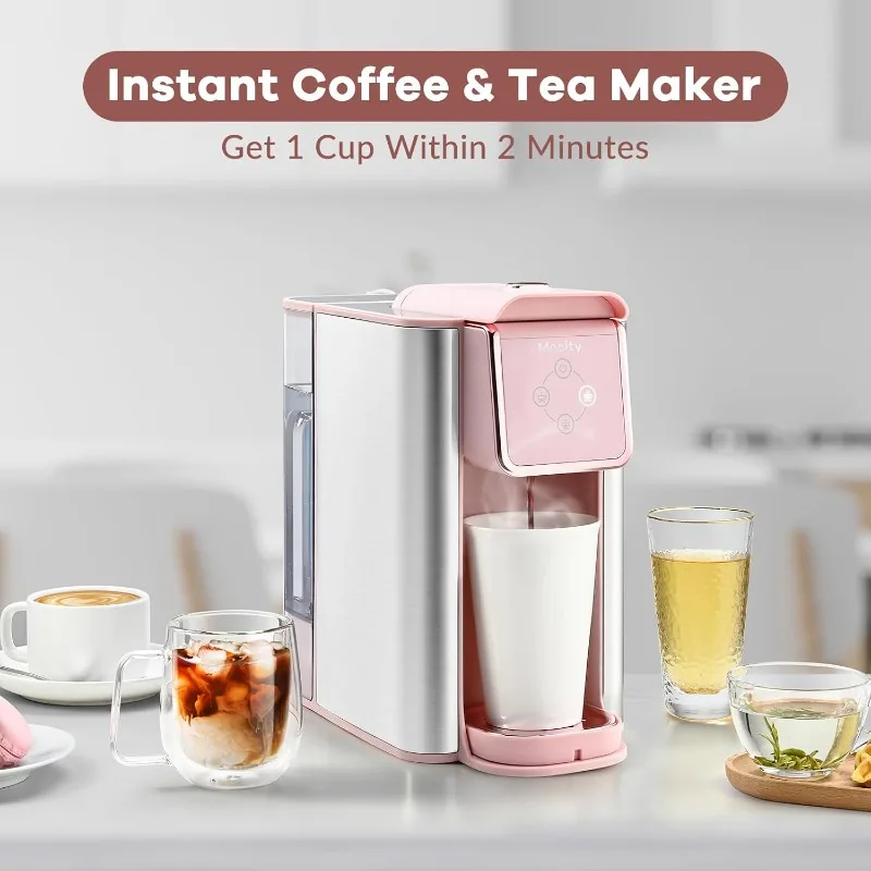 Pink Coffee Maker 3-in-1 Single Serve Coffee Machine, For Flat Bottom Coffee Capsule, Ground Coffee, 6 to 10 Ounce Cup