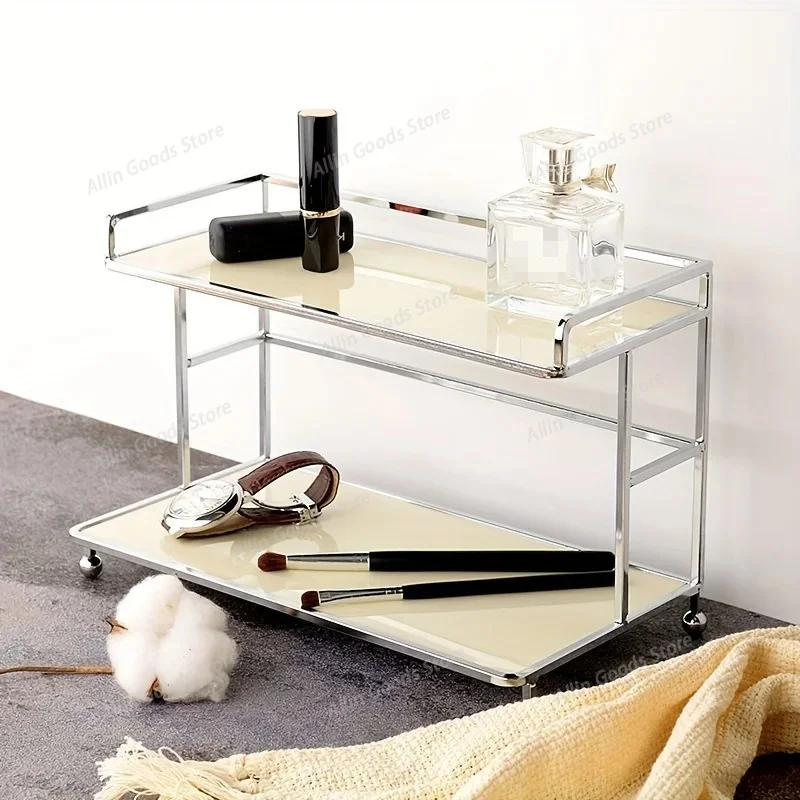 Sleek Nordic Black Acrylic Single Tier Vanity Organizer Countertop Display Tray For Makeup Jewelry Perfume Storage
