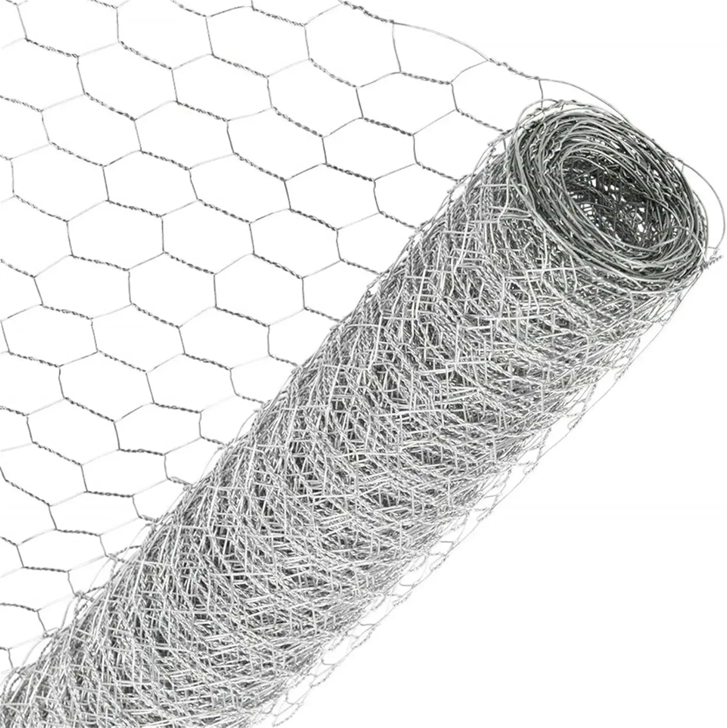 Outdoor Poultry Fencing, Galvanized Metal, Silver, Hexagonal Design for Chicken, Duck, Goose, Rabbit